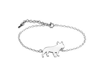 Bracciale Bulldog Francese - Bracciale in argento placcato oro 14K, regalo per gli amanti dei Bulldog Francesi /LINE