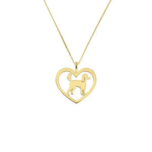 Poodle Necklace - 14K Gold Plated Silver Poodle Pendant, Poodle Dog Charm, Dog Jewelry, Poodle Gift for Poodle Lovers |HEART
