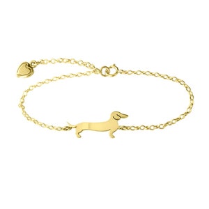Dachshund Bracelet - 14K Gold Plated Silver Dachshund Jewelry, Sausage Dog Bracelet, Dachshund Gift for Dachshund Lovers |LINE
