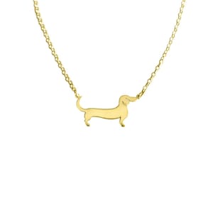 Dackel Halskette - 14K Vergoldeter Silber Dackel Anhänger, Dackel Liebhaber Schmuck Geschenk |LINE