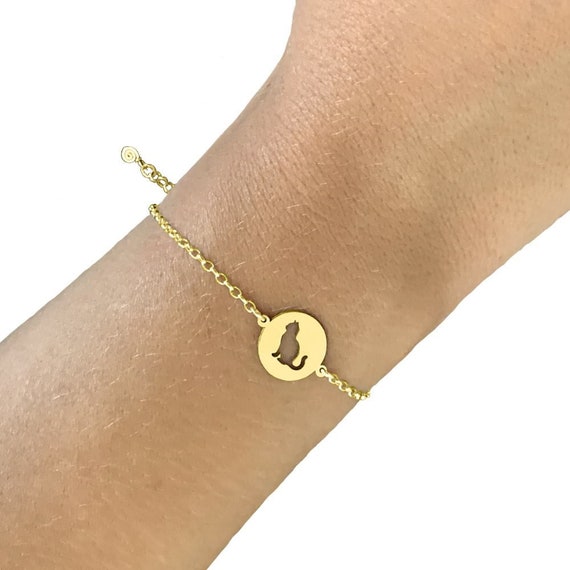 Bracciale A Catena In Argento 925 Con Ciondolo Gatto E Cuore - Placcato Oro Rosa, Regolabile 16,5-20,1 Cm, Regalo Per Amanti Dei Gatti