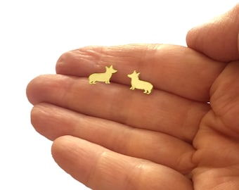 コーギーイヤリング - 14Kゴールドメッキシルバースタッドイヤリング、犬好きの方へのジュエリーギフト | LINE