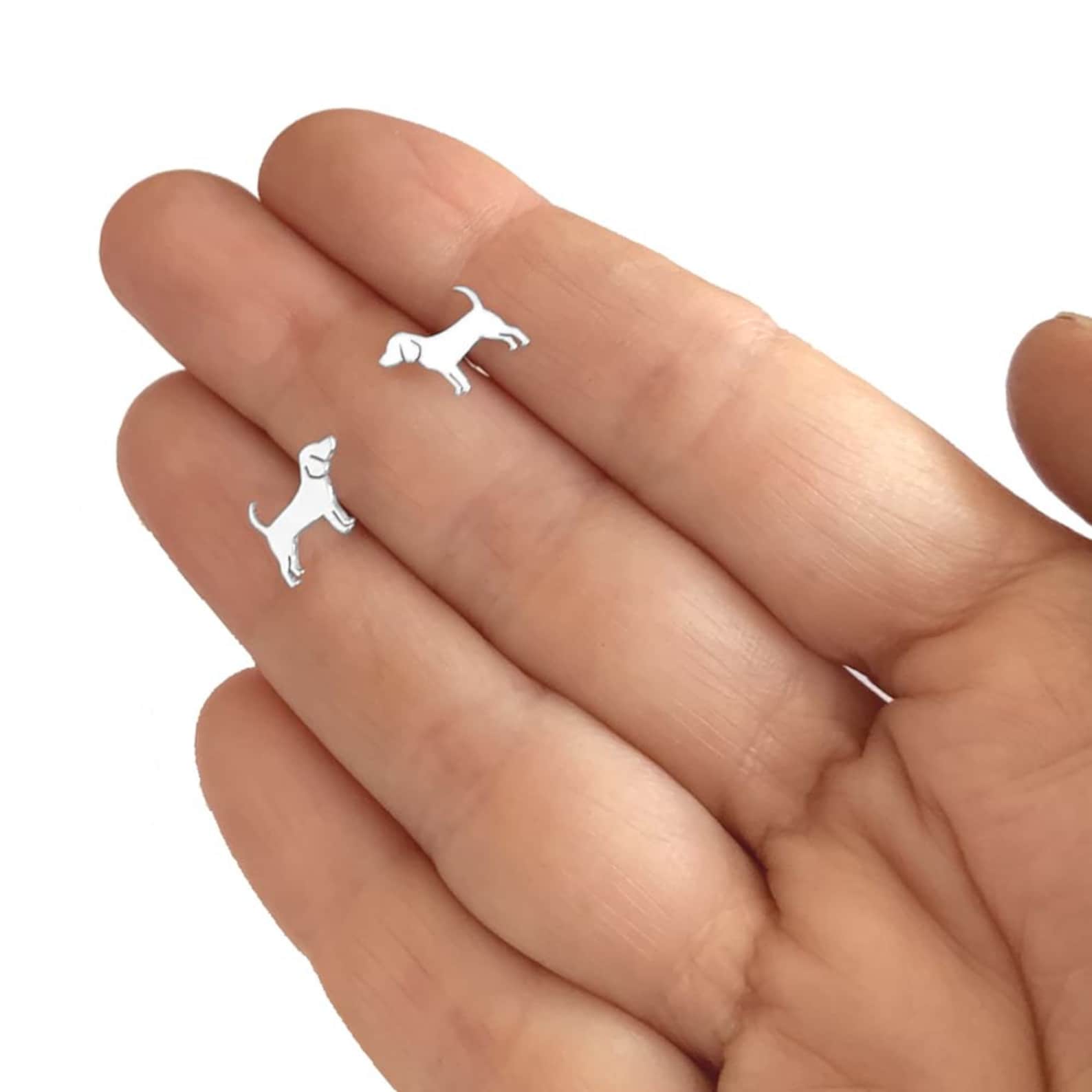 Beagle Earrings Silver / 14K Gold Plated Beagle Jewelry Etsy