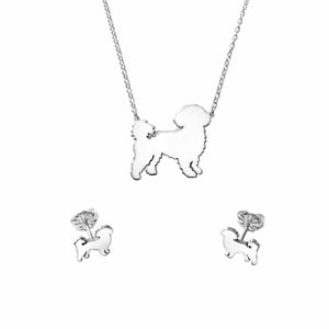 Shih Tzu Necklace  and Stud Earrings Set - Silver /14K Gold Plated Shih Tzu Jewelry, Shih Tzu Charm, Shih Tzu Gift for Shih Tzu Lovers |LINE