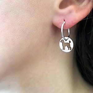 Poedeloorbellen - zilver / 14 kt vergulde poedelsieraden, poedelbedeloorbellen, poedelcadeau voor poedelliefhebbers | LIJN CIRKEL