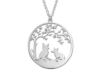 Corgi Necklace - Silver / 14K Gold Plated Corgi Tree of Life Pendant, Dog Charm, Dog Jewelry, Corgi Gift for Corgi Lovers |TREE OF LIFE