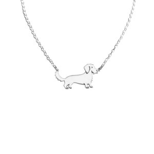 Wire Haired Dachshund Necklace - Silver 14K Gold Plated Sausage Dog Pendant, Doxie Lover ILINE