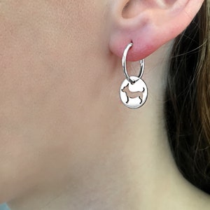 Chihuahua Earrings - Silver 14K Gold Plated Charm Hoop Earrings, Dog Lover Jewelry Gift |CIRCLE