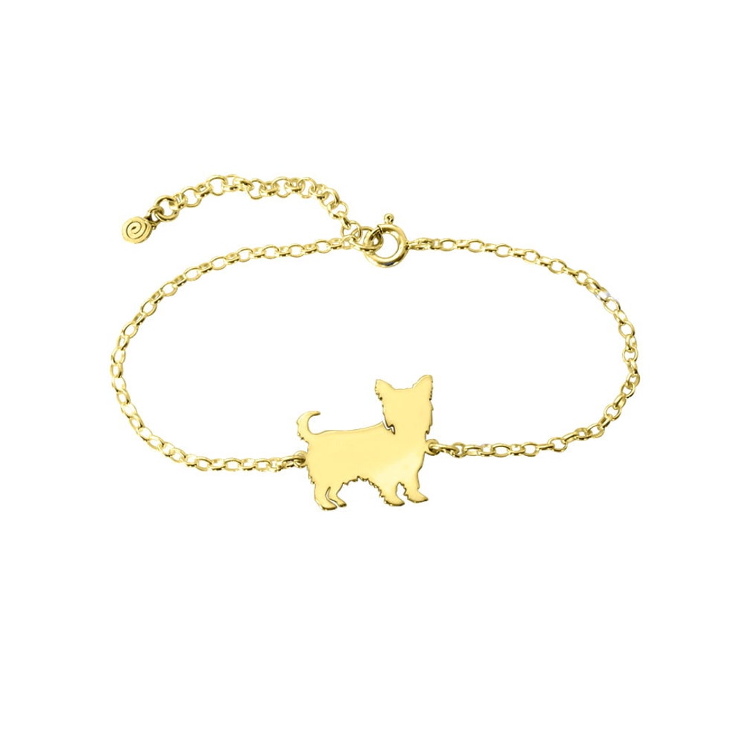 Yorkie Bracelet 14K Gold Plated Silver Dog Bracelet, Yorkshire - Main Image