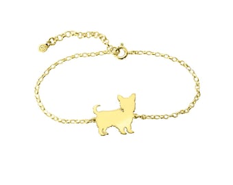 Yorkie Bracelet - 14K Gold Plated  Silver Yorkshire Terrier Jewelry, Yorkie Charm, Yorkie Jewelry, Yorkie Gift for Yorkie Lovers |LINE