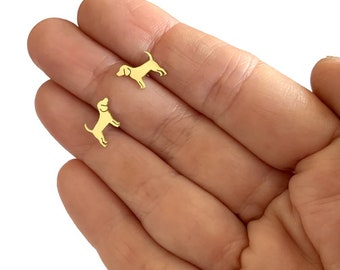 Beagle Earrings - 14K Gold Plated Silver Beagle Jewelry, Beagle Stud Earrings, Dog Jewelry, Beagle Gift for Beagle Lovers |LINE