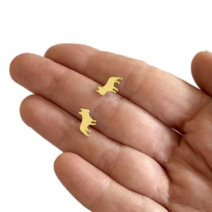 French Bulldog Earrings - 14K Gold Plated Silver Frenchie Stud Earrings, Dog Lover Gift |LINE