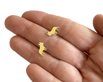 French Bulldog Stud Earrings, Gold Plated Frenchie Jewelry Gift (Line)