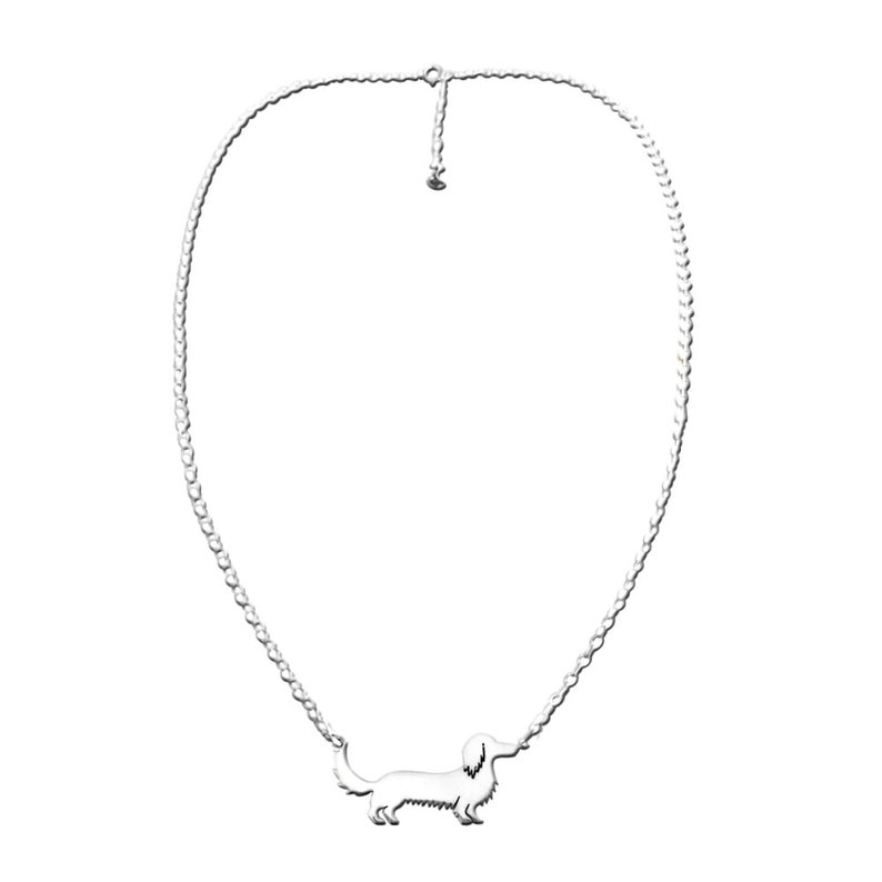 LONG HAIRED Silver Dachshund Jewelry Set Dachshund Long Haired Earrings /& Pendant Necklace Set Dachshund Gift for Dachshund Lovers