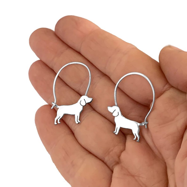 Beagle Earrings 14K Gold Plated Silver Beagle Jewelry Etsy