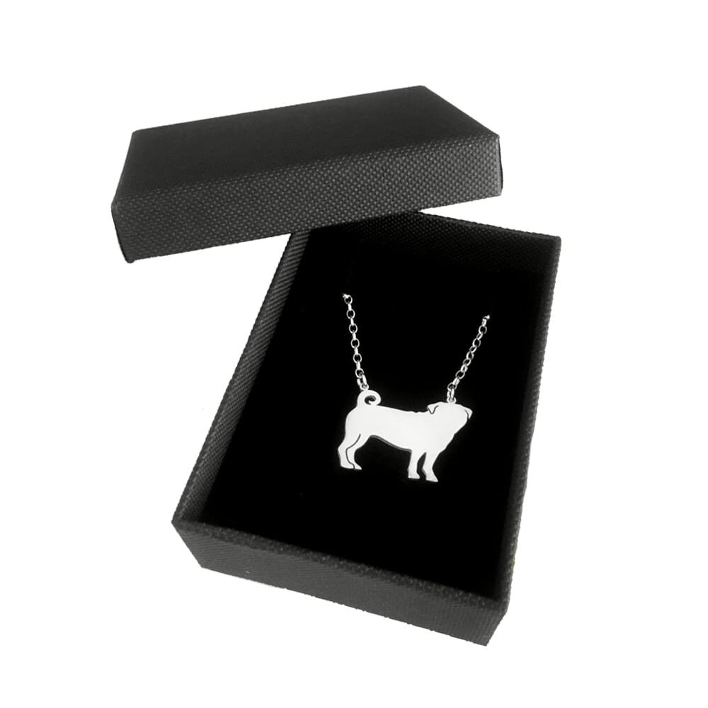 Collana Con Ciondolo Carlino In Acciaio Inossidabile - Placcato Oro E Argento, Per Amanti Dei Cani