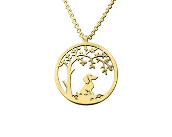 Dachshund Necklace - 14K Gold Plated Silver Pendant Necklace, Sausage Dog Jewelry, Dachshund Gift for Dachshund Lovers |Little TREE OF LIFE