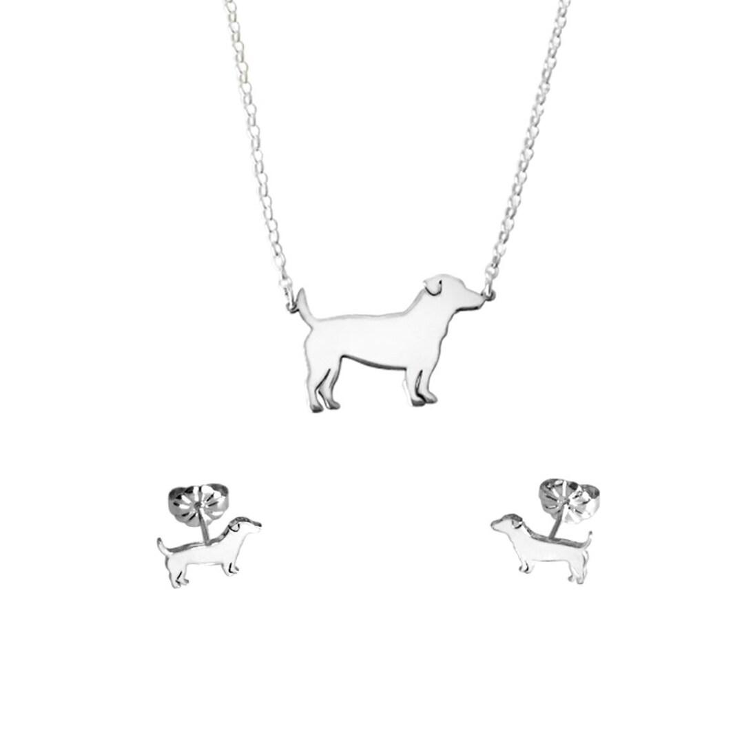 Jack Russell Necklace and Stud Earrings Set Silver / 14K Etsy