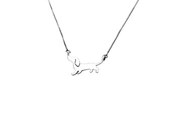 Collar de perro salchicha - Colgante de plata de doxie, regalo de joyería para amantes de los perros salchicha / MOOD