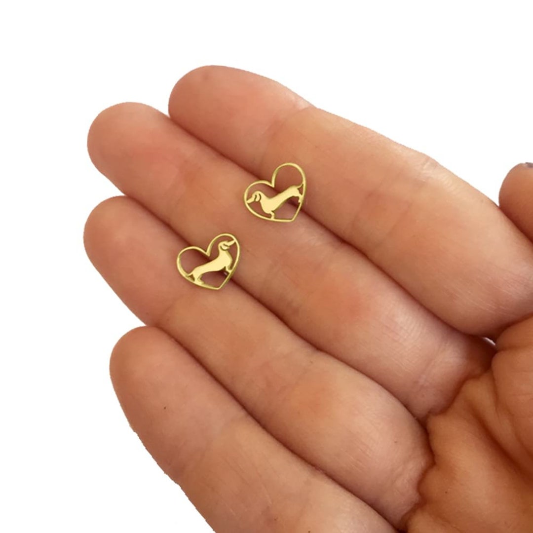DALANE Cute Dachshund Dog Earrings - Dangle Drop Heart Design, Hypoallergenic, Perfect Gift For Dog Lovers