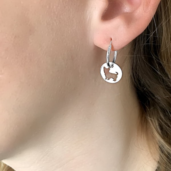 Yorkie-oorbellen, sterlingzilveren bedelring, hondensieraden (bedel)