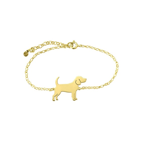 Beagle Bracelet 14K Gold Plated Silver Beagle Jewelry Beagle Charm Dog Jewelry Beagle Gift for Beagle Lovers LINE Etsy