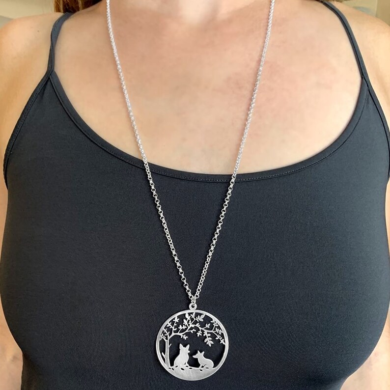 Corgi Necklace Corgi Gift for Corgi Lovers |TREE OF LIFE Silver 14K Gold Plated Corgi Tree of Life Pendant Dog Jewelry Dog Charm