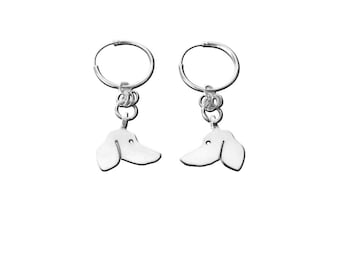 Dachshund Earrings - Silver Sausage Dog Hoop Dangle Earrings, Doxie Lover Jewelry Gift |SIDE