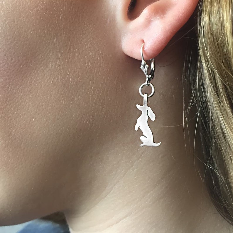 Doxie Charm Silver Dachshund Jewelry Set Dachshund Gift for Dachshund Lovers |SIT-UP Dachshund Earrings /& Pendant Necklace Set