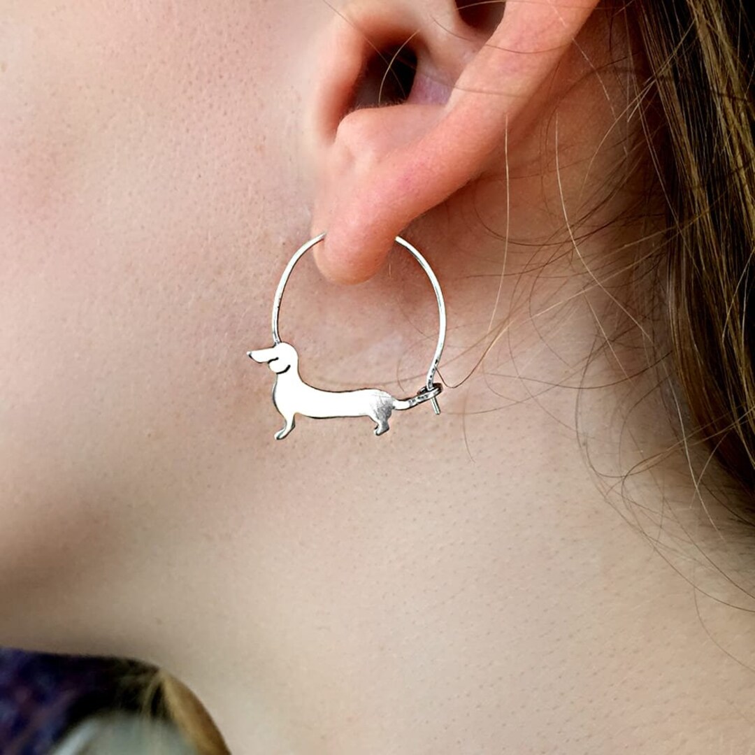 DUOWEI Dainty Floral Enamel Dachshund Dog Earrings - Cute Pet Puppy Drop Dangle Jewelry Gifts For Women - View #5