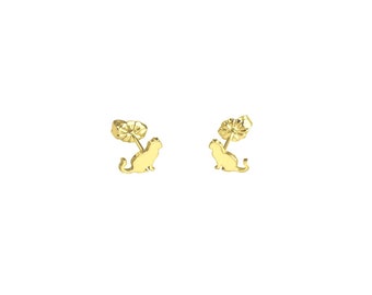 Cat Earrings - 14K Gold Plated Silver Cat Jewelry, Cat Stud Earrings, Kitten Jewelry - Kitty earrings, Cat Gift for Cat Lovers |SIT