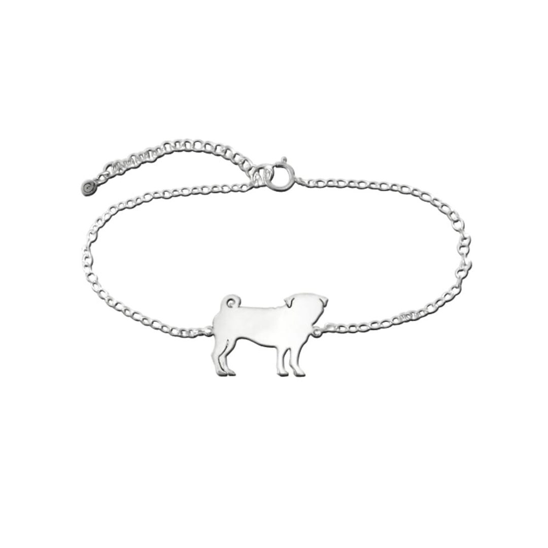 Pug Bracelet Silver / 14K Gold Plated Pug Jewelry, Pug Charm, Dog Jewelry, Pug Gift for Pug