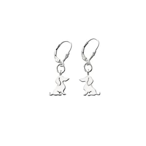 Dachshund Earrings - Silver Sausage Dog Dangle Earrings, Doxie Lover Jewelry Gift |SWEET