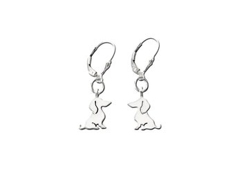 Dachshund Earrings - Silver Sausage Dog Dangle Earrings, Doxie Lover Jewelry Gift |SWEET
