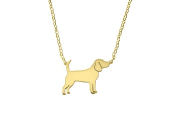 Collana Beagle - Ciondolo in argento placcato oro 14K, regalo per amanti dei cani /LINE