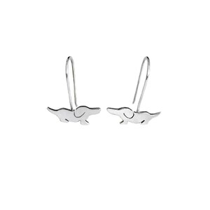 Dachshund Earrings - Silver Sausage Dog Ear Wire Drop Earrings, Doxie Lover Jewelry Gift |FUN