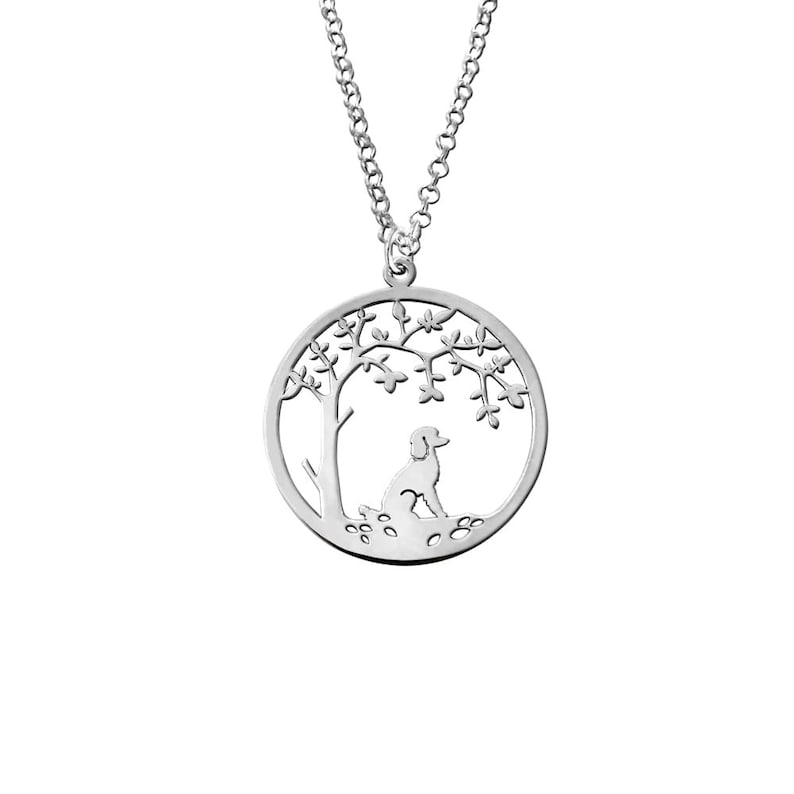 Poodle Necklace Silver Tree Of Life Pendant