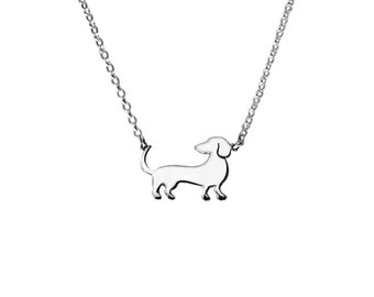 Collier teckel - Pendentif Doxie en argent plaqué or 14 carats, cadeau bijoux pour amoureux des chiens | BEAUTÉ
