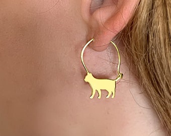 Katzenohrringe - 14K vergoldeter Silberkatzenschmuck, Katzen-Creolen, Kätzchenohrringe - Kätzchenschmuck, Katzengeschenk für Katzenliebhaber |LINE