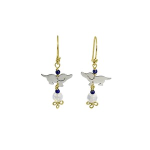 Dachshund Earrings - 14K Gold Filled Opalite Silver Dog Dangle Earrings, Doxie Lover Gift |FUN