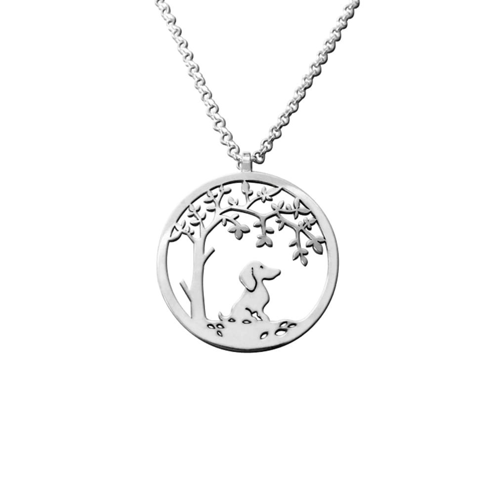 ダックスフントのメモリアルネックレス - シルバー 14K ゴールドメッキ 