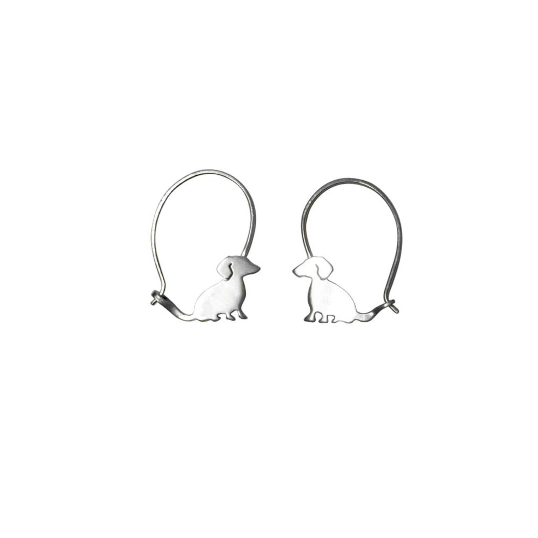 DUOWEI Dainty Floral Enamel Dachshund Dog Earrings - Cute Pet Puppy Drop Dangle Jewelry Gifts For Women - View #4