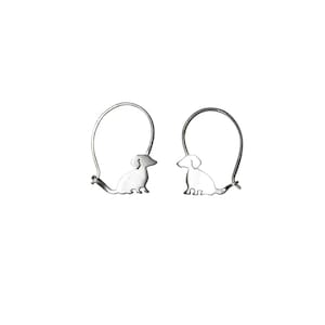 Dachshund Earrings - Silver Sausage Dog Hoop Earrings, Doxie Lover Jewelry Gift |LOVE