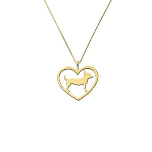 Chihuahua Necklace - 14K Gold Plated Silver Pendant, Dog Lover Jewelry Gift |HEART