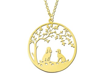 Poodle Necklace - 14K Gold Plated Silver Poodle Tree of Life Pendant Necklace, Dog Jewelry, Poodle Gift for Poodle Lovers |TREE OF LIFE