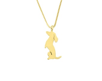 Collier teckel - Pendentif Doxie en argent plaqué or 14 carats, cadeau pour amoureux des chiens saucisse | SIT-UP