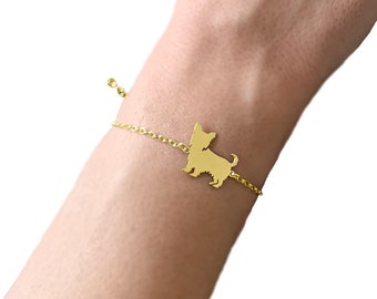 Yorkie Bracelet - 14K Gold Plated Silver Yorkshire Terrier Jewelry, Yorkie Charm, Yorkie Jewelry, Yorkie Gift for Yorkie Lovers |LINE