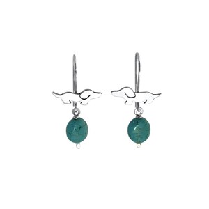 Dachshund Earrings - Turquoise Silver Sausage Dog Ear Wire Drop Earrings, Doxie Lover Gift |FUN