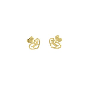 Chihuahua Earrings - 14K Gold Plated Silver Stud Earrings, Dog Lover Jewelry Gift |HEART
