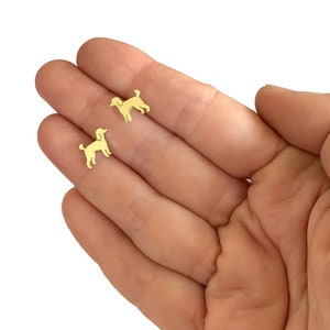Poodle Earrings - 14K Gold Plated Silver Stud Earrings, Dog Lover Jewelry Gift |LINE